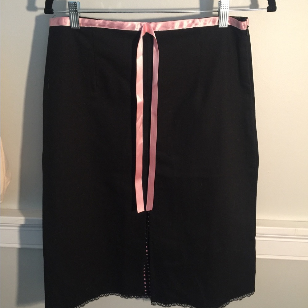 Black A-Line Skirt with Patterned Pleat